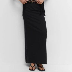 Mango Long Black Skirt with Slit